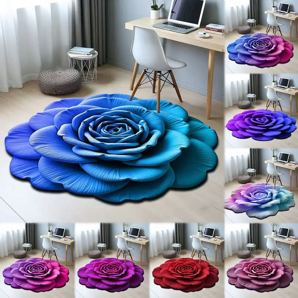 Special-shaped Flower Carpet Non-slip Absorbent Bathroom Floor Mat Soft 60x60cm Blanket for Living Room Tea Table Bedside