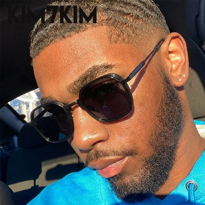 

New Retro Steampunk Sunglasses Men Black Polygon Metal Frame Luxury Designer Shades Driving Sun Glasses For Male Square Eyewear