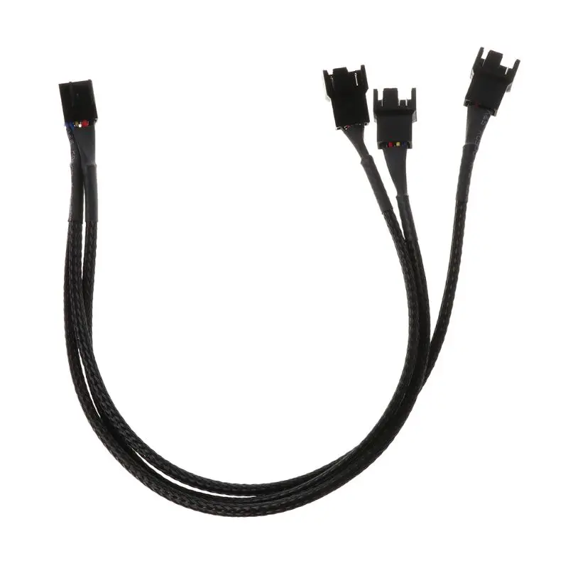 E9LB 4Pin to 3 Ways Y Splitter Cable Fan 4 Pin to 3x4Pin/3Pin Extension Cable 30CM/11.8in