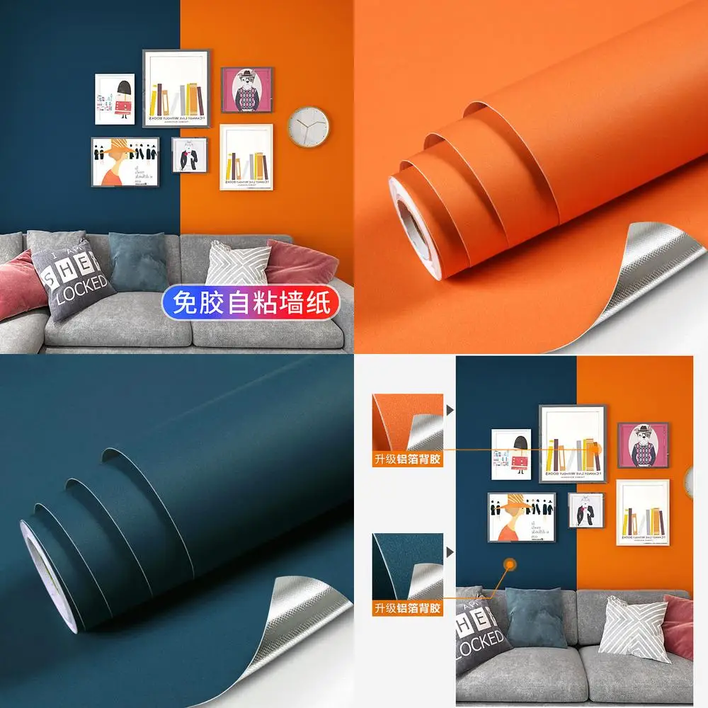

Hermes оранжевые самоклеящиеся обои, утолщенные водонепроницаемые влагостойкие наклейки на стену для спальни, гостиной, домашнего декора