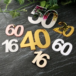Acrylic Mirror Number Cake Topper Joined Digit Age Cupcake Charm for Birthday Party Decoration