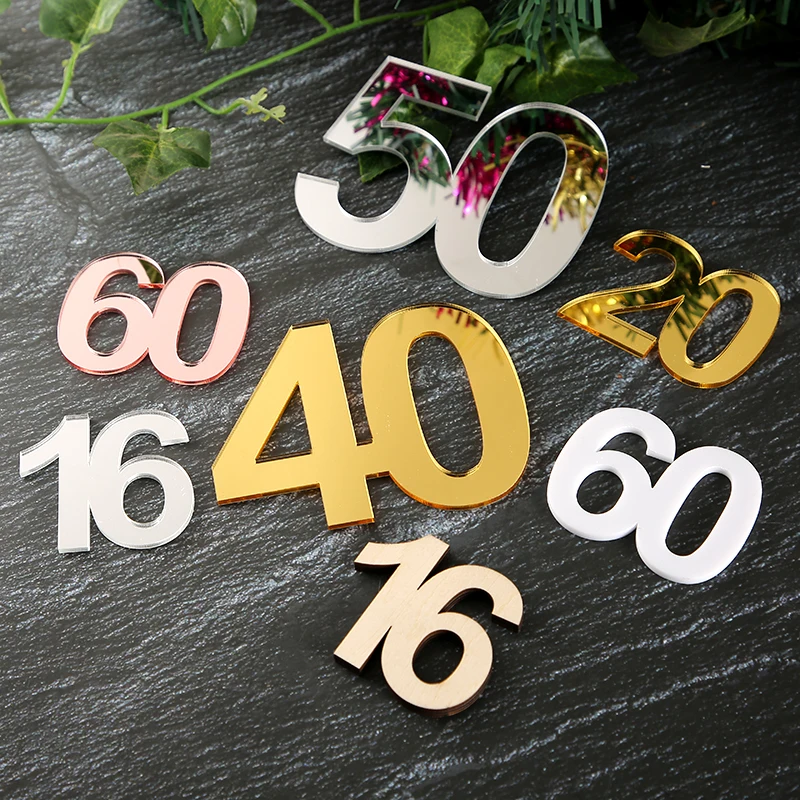 Mirror Number Cake Topper Acrylic Number Cake Charms,Joined Digit Age Cake Topper,Number Cupcake topper Mirror Acrylic Birthday