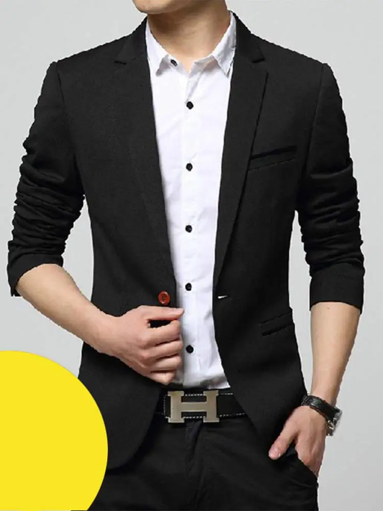 2024 Spring Autumn New Men Casual Suit One Button Fashion Business Office Solid Color Pocket Slim Blazer Coat Plus Size 5XL