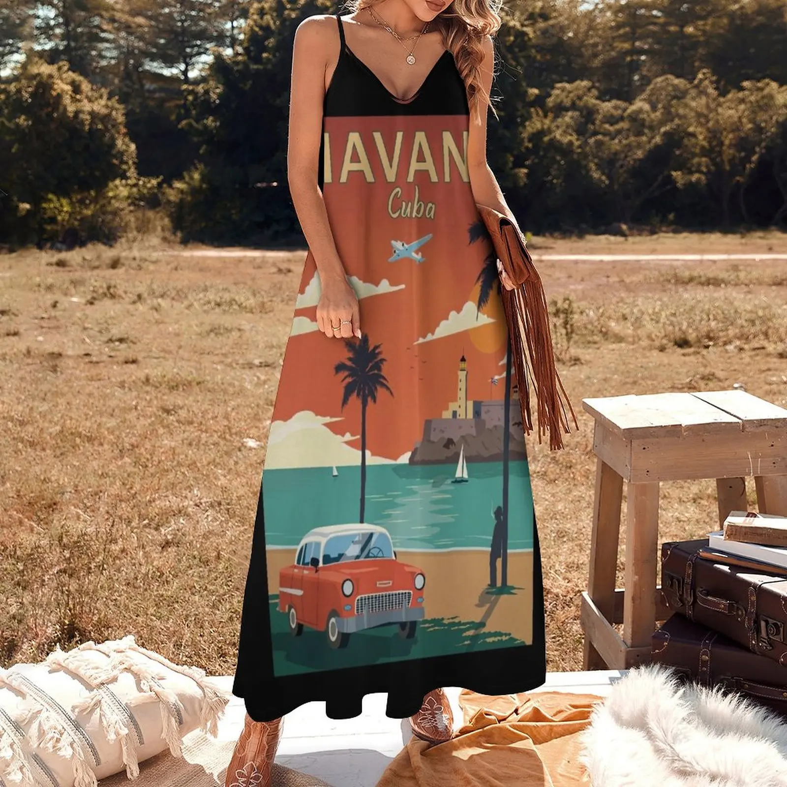 Havana Cuba Habana Cuban Caribbean Island Retro Travel Sleeveless Dress Woman clothes summer dress women 2025