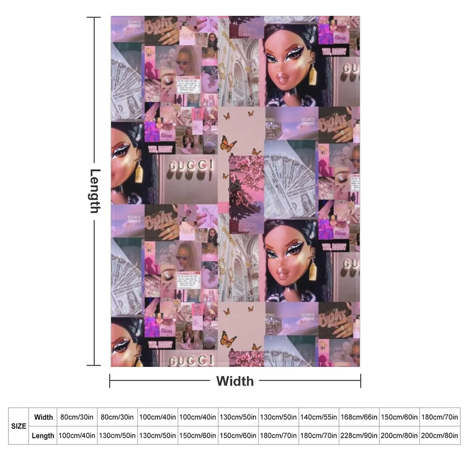 Pink Baddie Bratz Collage Throw Blanket Plaid on the sofa Extra Large Throw Blankets