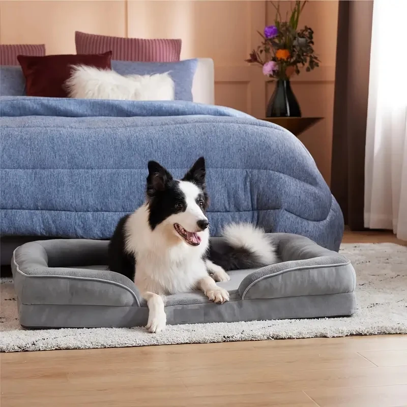 

Foam Dog Bed Dog Sofa With Removable Washable Cover, Waterproof Dog Sofa Cat Bed With Nonskid Bottom Couch