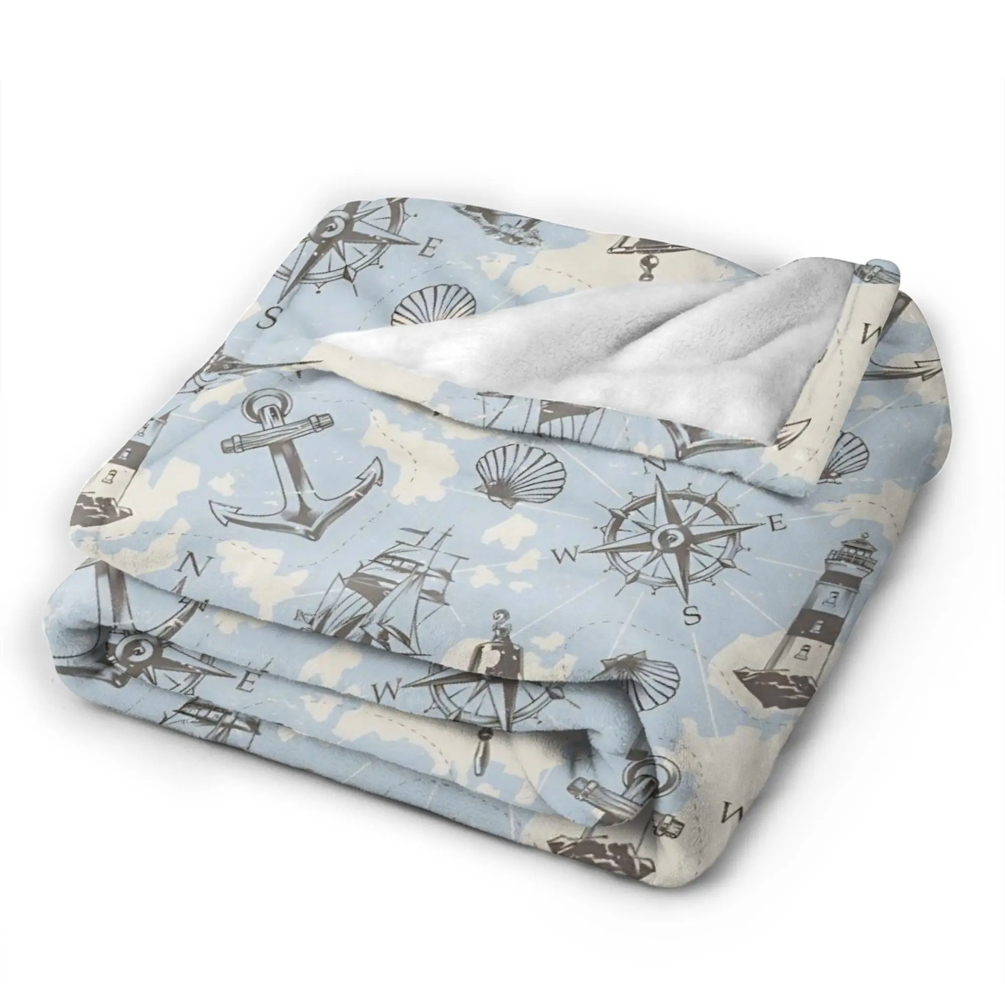 Nautical Anchor Boat Flannel Blankets Winter  Warm Soft Bedding Throws  Boys Couch Chair Street Trend Bedspread Sofa Bed Cover