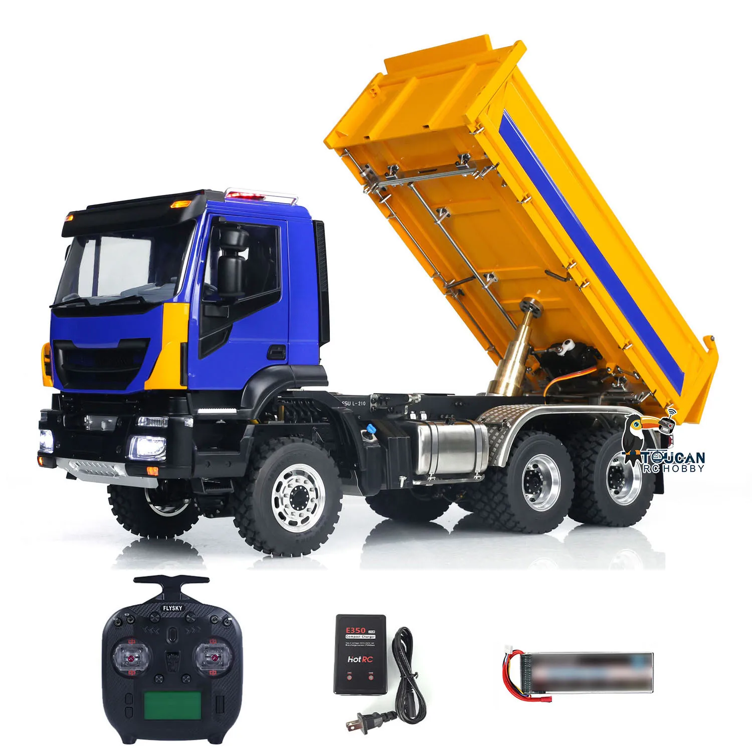 LESU 1/14 RC Hydraulic Dump Truck 3-way Metal 6x6 Radio Control Sound Light System 3-speed Transmission I6S Tipper Car Model