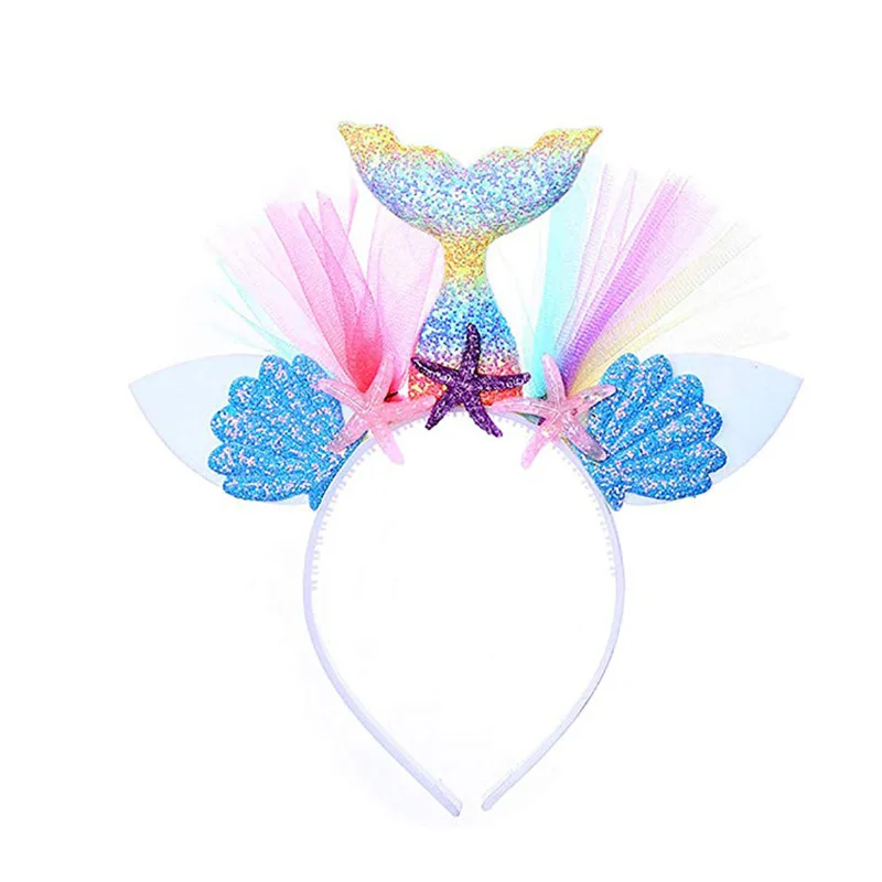 

Mermaid Series Halloween Kids Princess Headband Tulle Mermaid Headwear Costume Accessories
