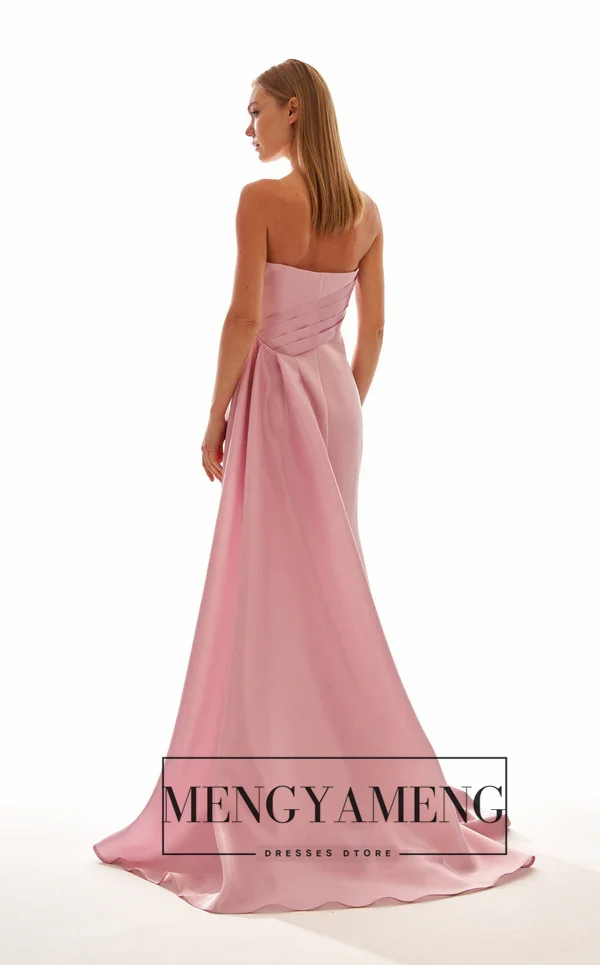 ZHUISHU Abito da sera da donna rosa senza spalline Abiti lunghi da ballo con strascico Abiti da cerimonia eleganti e modesti personalizzati Lady Wear