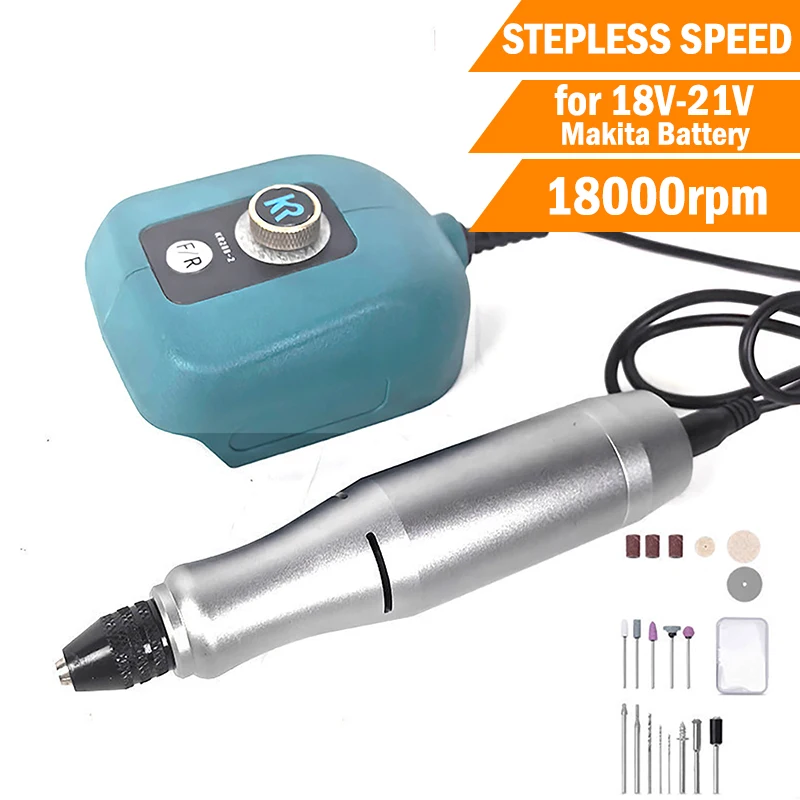 

Электрическая мини-электрическая дрель, гравировальная ручка, бесступенчатая скоростная шлифовальная машина, полировальный шлифовальный станок, костюм для батареи Makita 18 В-21 В