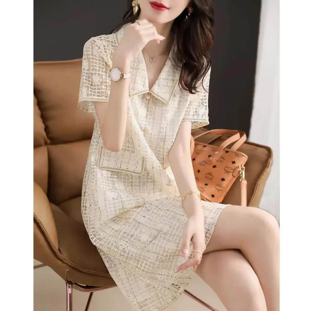 Hollow lace&small fragrance style 2024 summer new fashionable simple elegant  dress  women dress