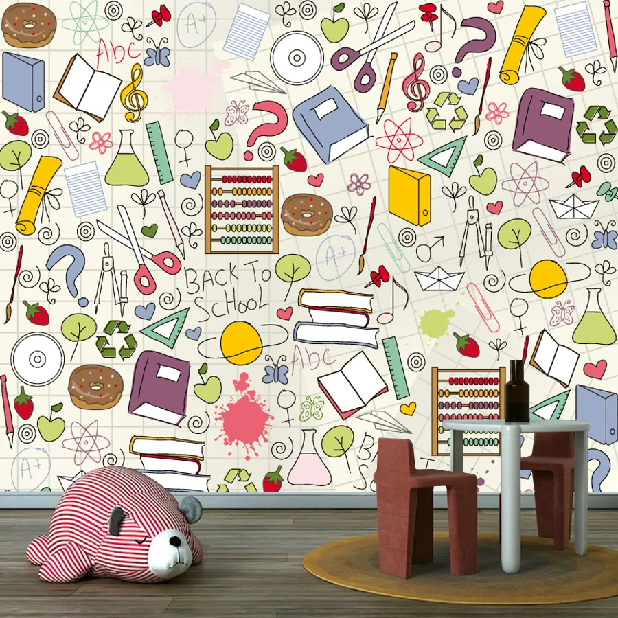 Custom Easy to Apply Peel and Stick Wallpaper for Living Room Education Drawing Wall Art Papers Home Decor Kids Baby Bed Murals