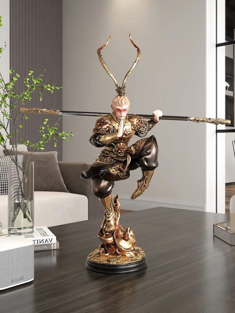 Creative Home Decor Sun Wukong Sculpture Living Room Office Desktop Ornaments Monkey Statue Animal Figurine Resin Craft Model