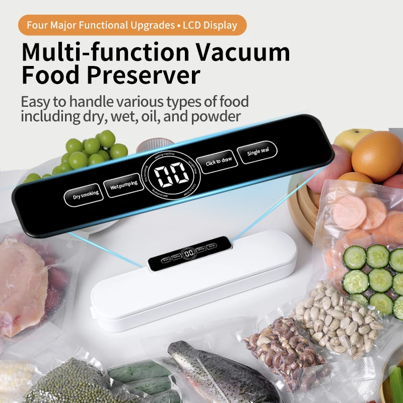 

Automatic Food Vacuum Sealer with LCD Display, 25cm Wide Sealing, Dry/Wet Universal, Compact Design for Home & Small Business