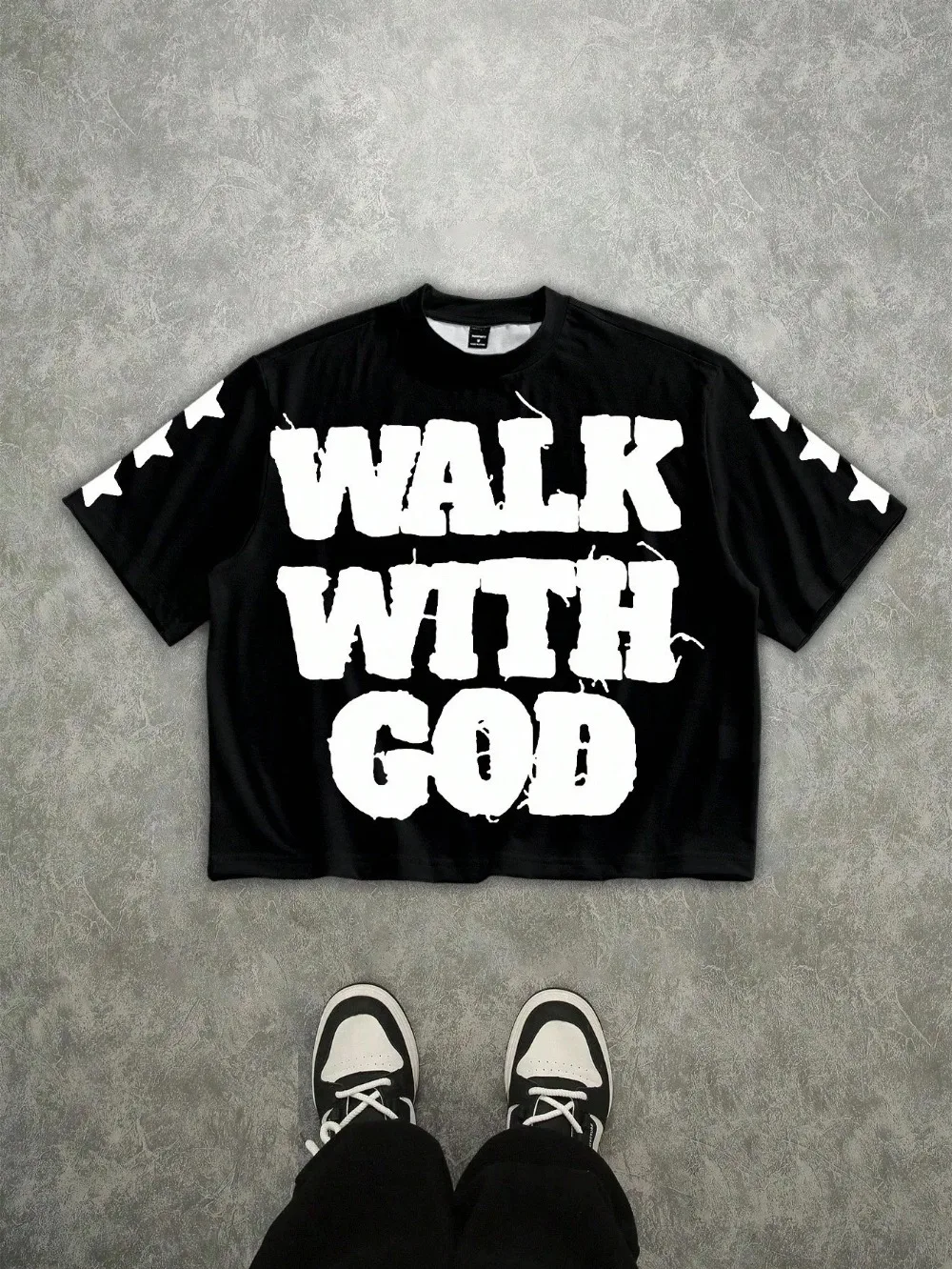 Men Women Cropped T‑Shirt Bold Letter 