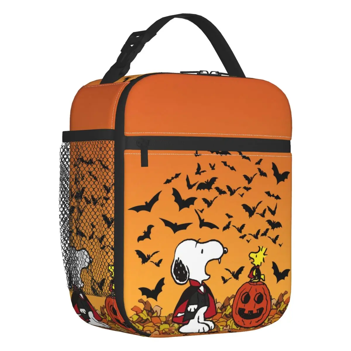 Custom S-Snoopys Halloween Pumpkin Insulated Lunch Bag for Women Portable Cooler Thermal Lunch Tote Office Picnic Travel