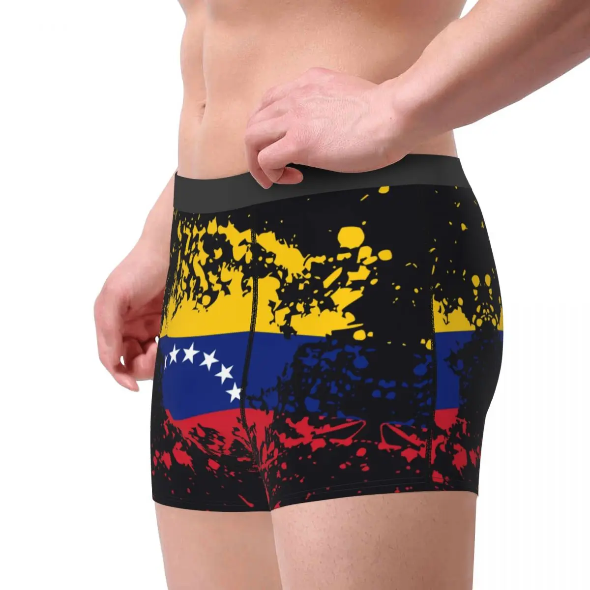 Custom Venezuela Flag Ink Splatter Underwear Printed Bolivarian Republic of Venezuela Boxer Shorts Panties Breathable Underpants