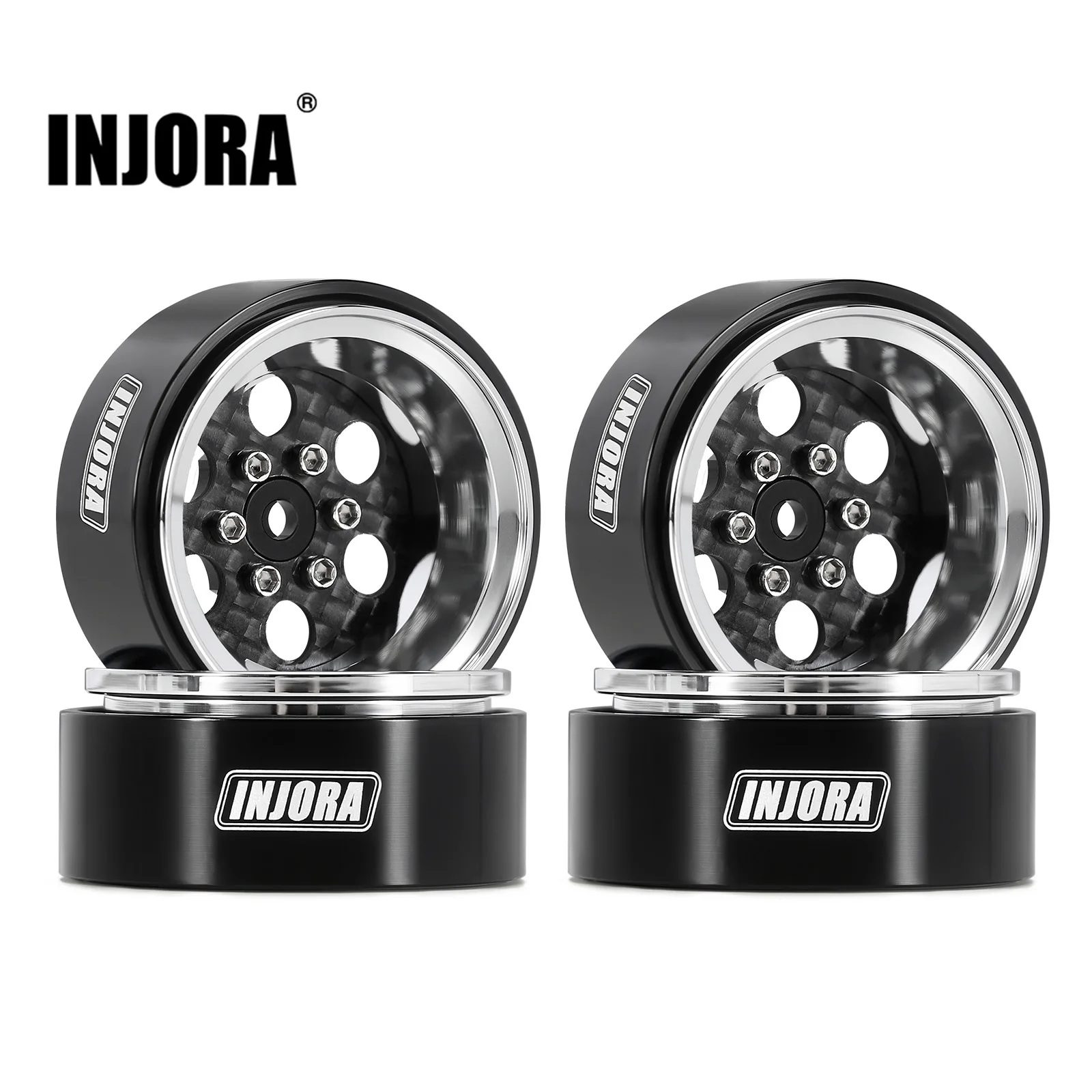 

Колеса INJORA ModuWheel 1,3 дюйма, колеса из углеродного и алюминия с бисером, отрицательное смещение, для радиоуправляемых гусеничных машин 1/18 1/24