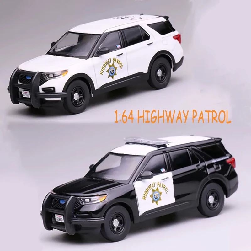 

596 1:64 Scale Explorer HIGHWAY PATROL Alloy Police Car Model Simulation Toy Collection souvenir Gift Static Display