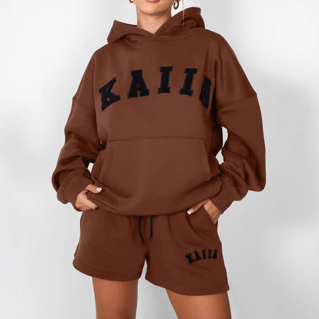 

Y2K New Letter Embroidered Hoodie Set American Vintage Loose Pants Women Hip hop Harajuku Casual Hoodie Two Piece Set Sportswear