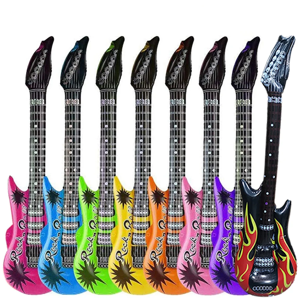 Inflatable Guitar Rock Star Guitar Toy Ballons 80s 90sThemed Women and Men Carnival Party Aldult Kids Birthday Party Decorations