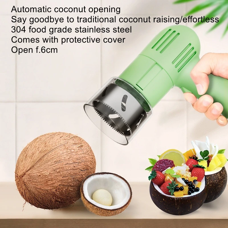 Fully automatic coconut punching tool, stainless steel electric coconut opener, green and old coconut shell opener