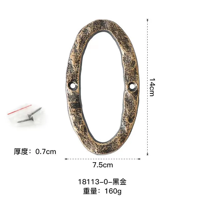 Big Black Gold Wrought Iron Digital 12.5/14.5cm Vintage Metal 0-9 Numbers Ornaments DIY Wall House Number For Home Decorations