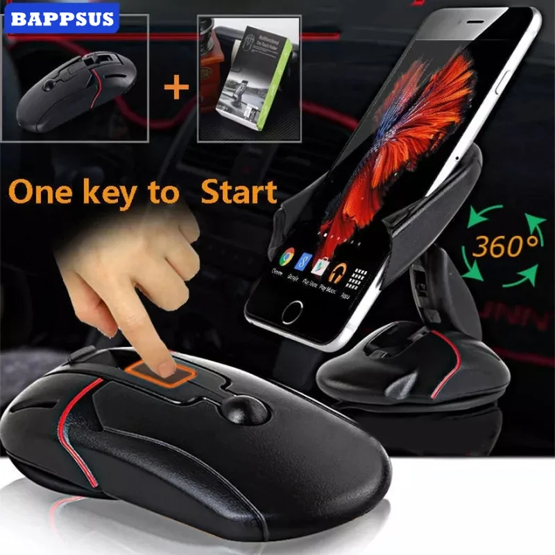 Novelty Mouse Shape Phone Holder in Car 360° Rotatable Suction Cup Bracket Car Phone Replicate Holder Mount For iPhone Samsung