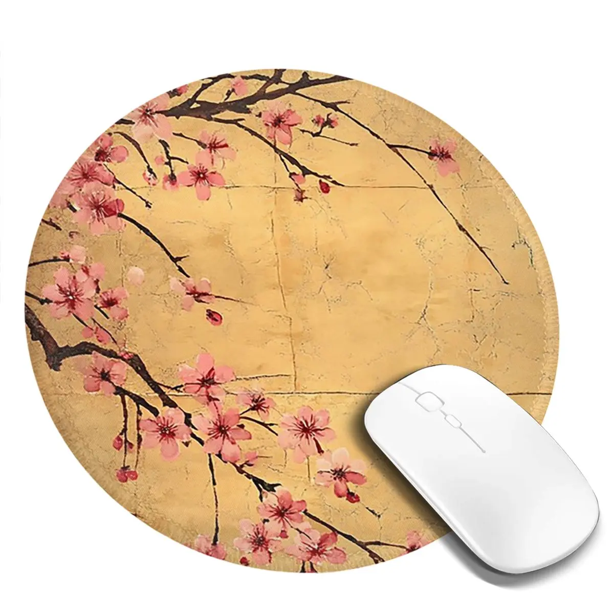 

Круглый коврик для мыши с японскими цветами сакуры, коврик для клавиатуры и мыши, игровой коврик для ПК, коврик для офисного стола