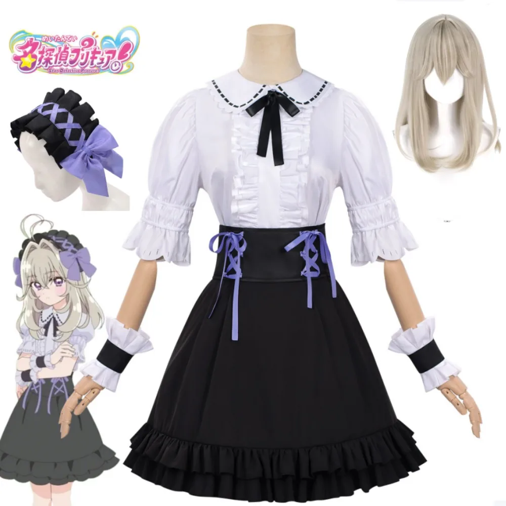 

Detective Pretty Cure Ruruka Moriya Cosplay Full Set White Lace Top Black Skirt Daily Outfit Women Halloween Comic Con Outfit