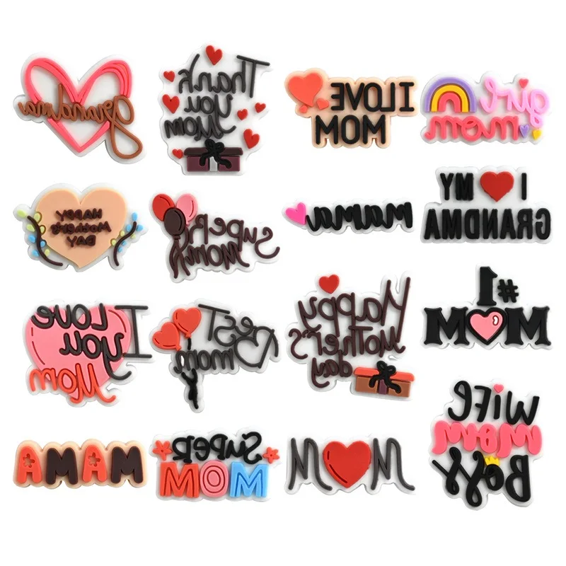 

New Arrive 1pc PVC Mother's Day Shoe Charms for Crocs Shoe Accessories Decoration Pins Kids Adult Party Gifts Kids Gifts