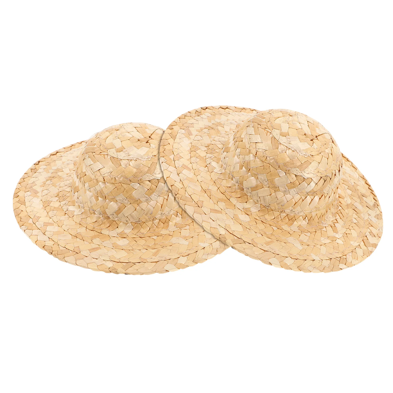Sombreros de paja en miniatura, gorros artesanales tejidos, perfectos para accesorios de casa de muñecas DIY, decoración de cumpleaños y boda, sombreros artesanales, 2 uds.