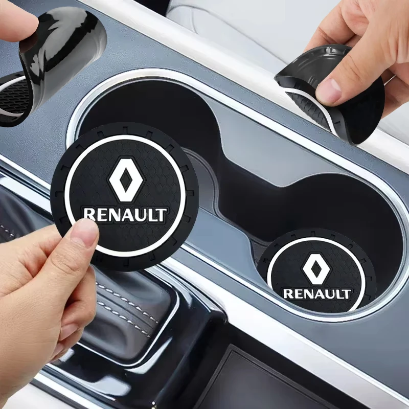 

Car Coaster Water Cup Slot Non-Slip Mat Pad Emblem Interior For Renault Clio Laguna 2 Megane 2 3 Duster Logan Captu Accessories