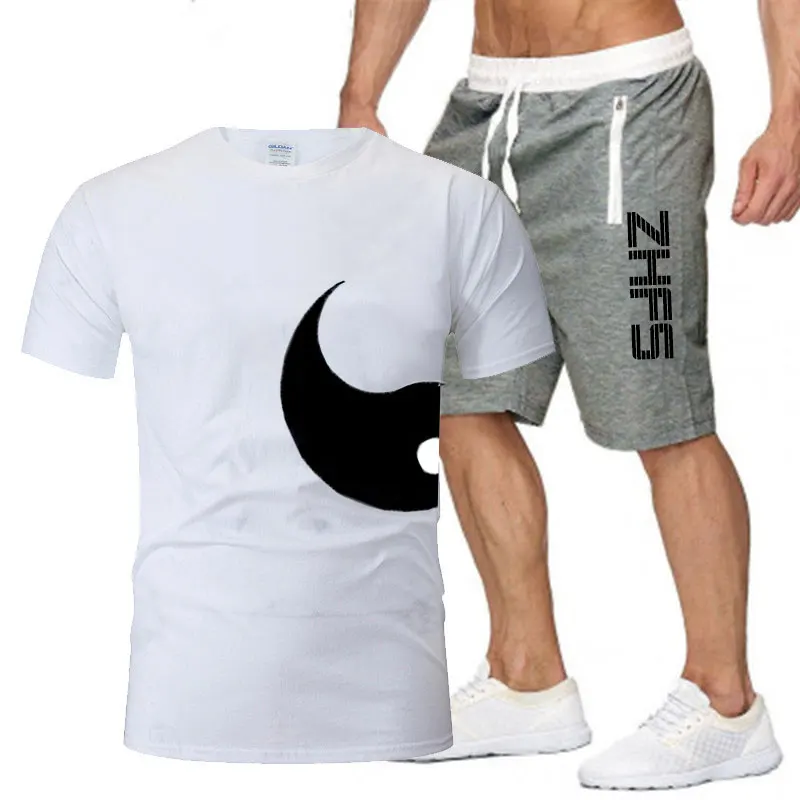 Summer 2023 Europe and the United States fashion t-shirt short-sleeved pants clothing, men\'s casual sports jogging fitness cloth