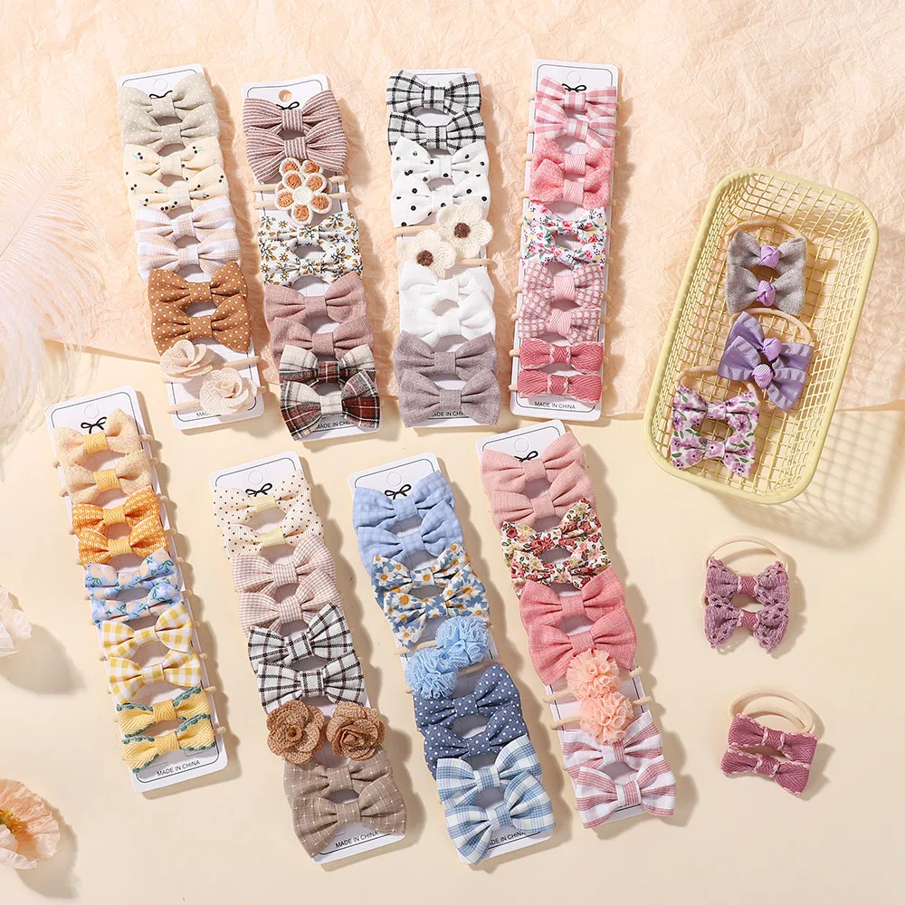 20 قطعة أطفال بنات العلاقات الشعر الانحناء شريط مطاطي مرن الشعر حبل اللثة زهرة صغيرة أفخم الكرة Scrunchies الأطفال إكسسوارات الشعر