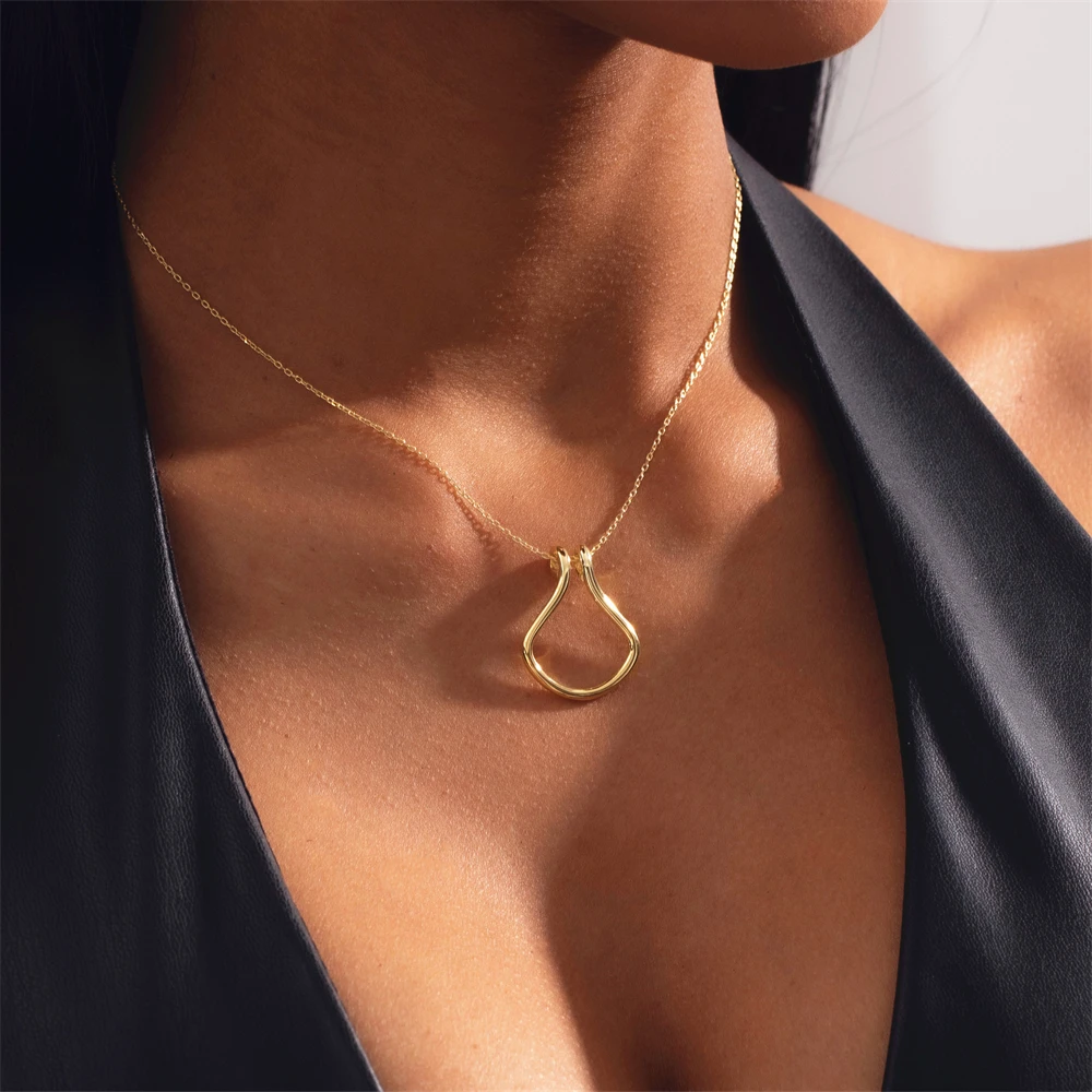 Wedding Ring Keeper Pendant Necklace Stainless Steel Horseshoe Ring Holder Necklace for Doctors Nurse Gift Memorial Jewelry