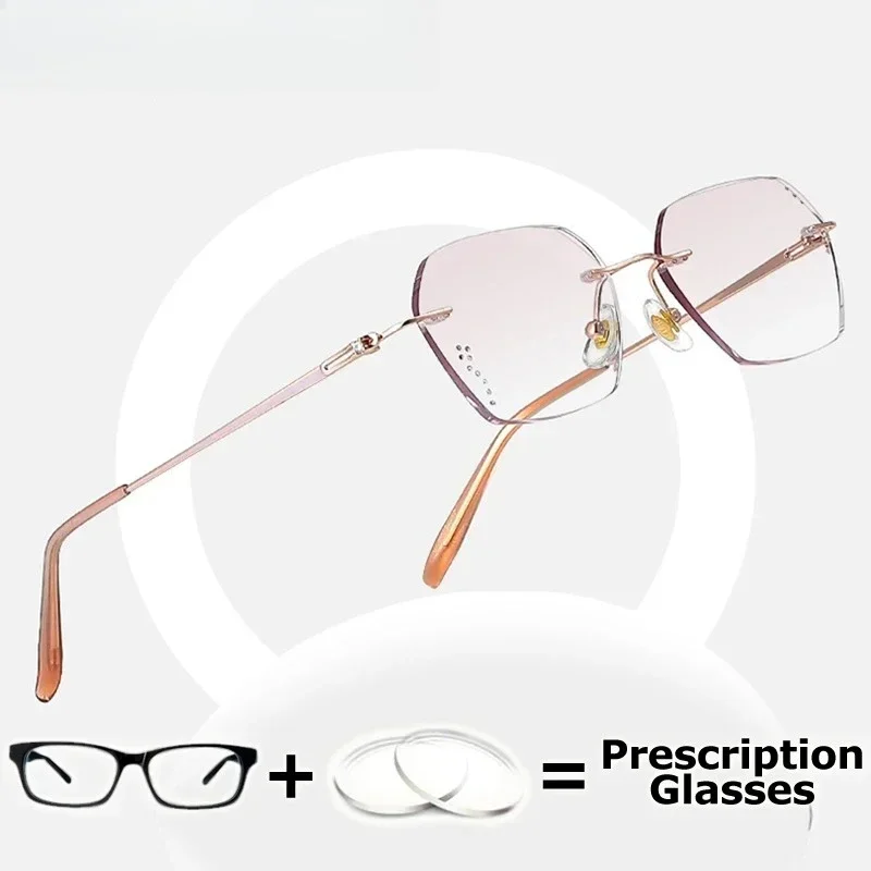 Ollymurs Women Eyewear Prescription Glasses Tint Colored Lens Photochromic Myopia Progressive Multifocal Bifocal Glasses for Rea
