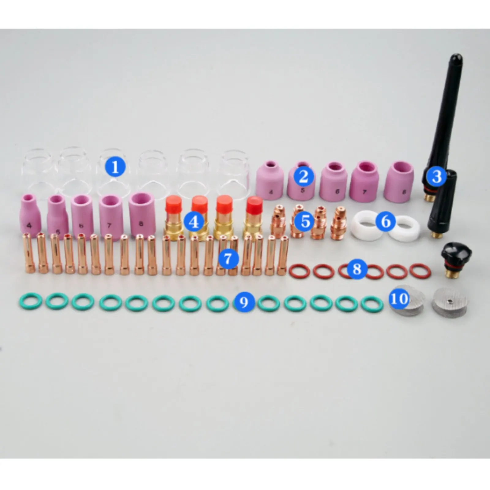 71 Pieces WP-17 18 26 Torch Kit Long-Lasting Borosilicate Glass Cup Kit TIG Torch Cup Set Wide Compatibility Fabrication Supply