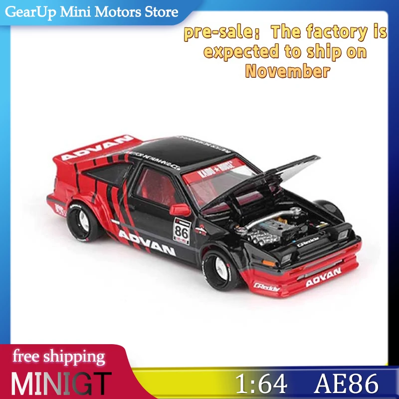 

Kaido House X MINIGT 1:64 Toyota AE86 Sprinter Trueno Alloy Diecast With Openable Hood JDM Classic Replica Car Model Toys