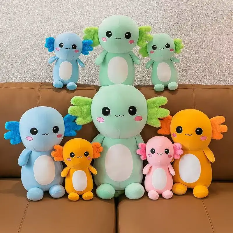 1개 만화 아홀로틀 봉제 인형 아홀로틀 봉제 인형 사실적인 암비스토마 소름끼치는 양서류 봉제 장난감 홈 장식 생일 파티, 최고의 선물