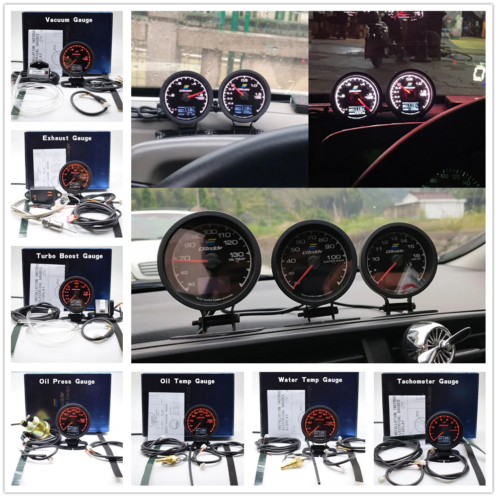 Boost Gauge Greddi 62mm 7 Colors Car Meter Multi D/A Digital Display Water Temp Gauge 2.5 Inch