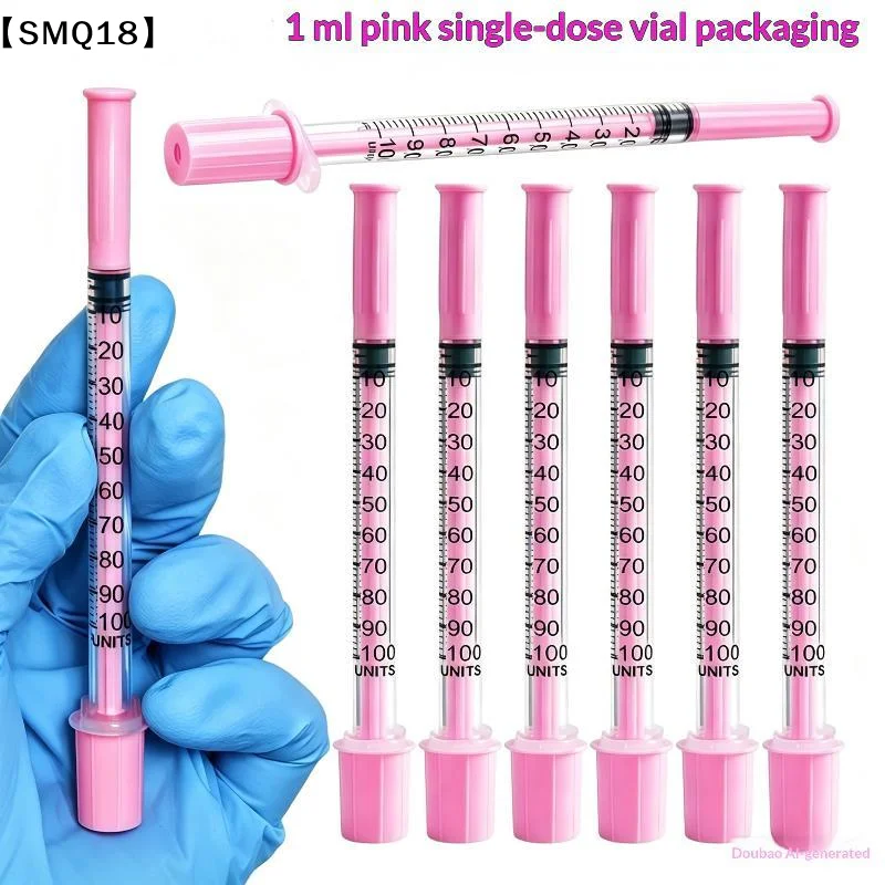 5Pcs 1ml Pink Disposable Syringe Clear Graduated Marks for Pet Feeding Lab Liquid Measuring