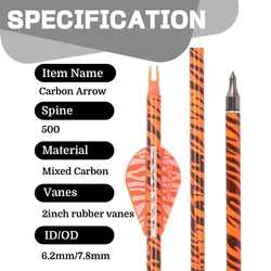 Flechas de carbono 31.5 pulgadas Spine 500 para arco recurvo compuesto