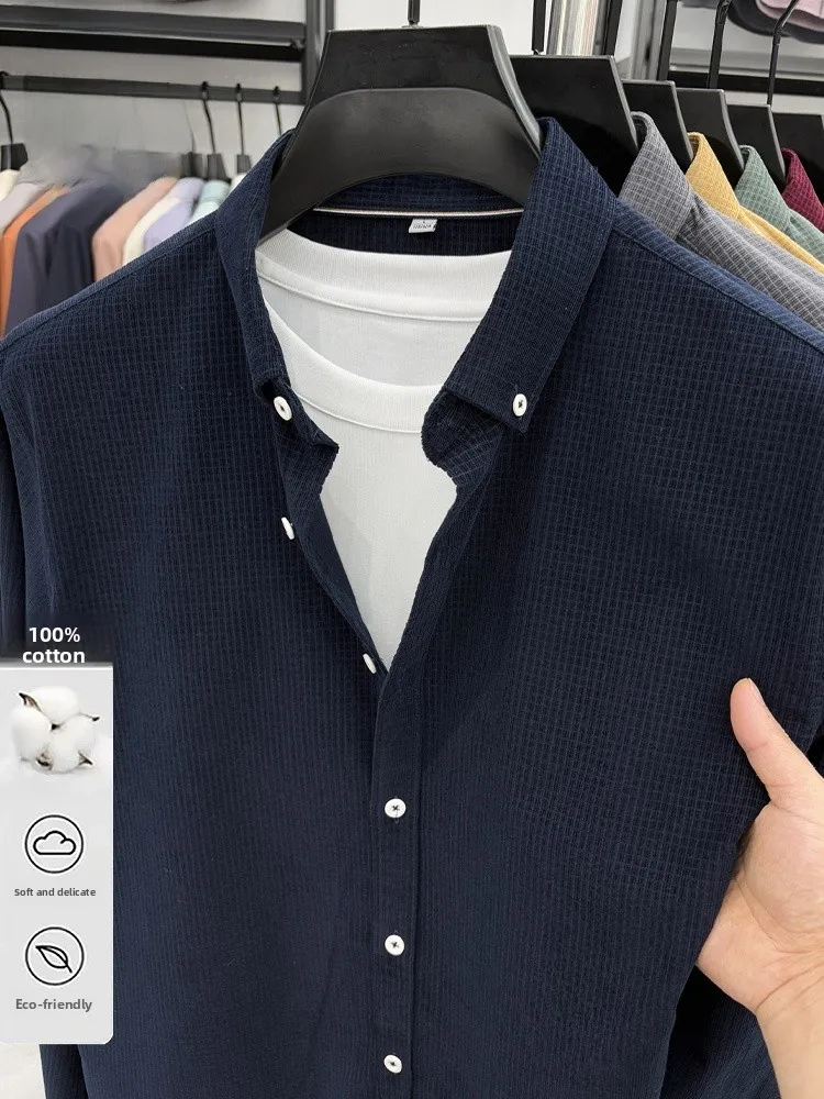 

Мужская вельветовая рубашка Lormen из 100% хлопка, повседневная, осенняя, деловая, немнущаяся, на пуговицах, модная