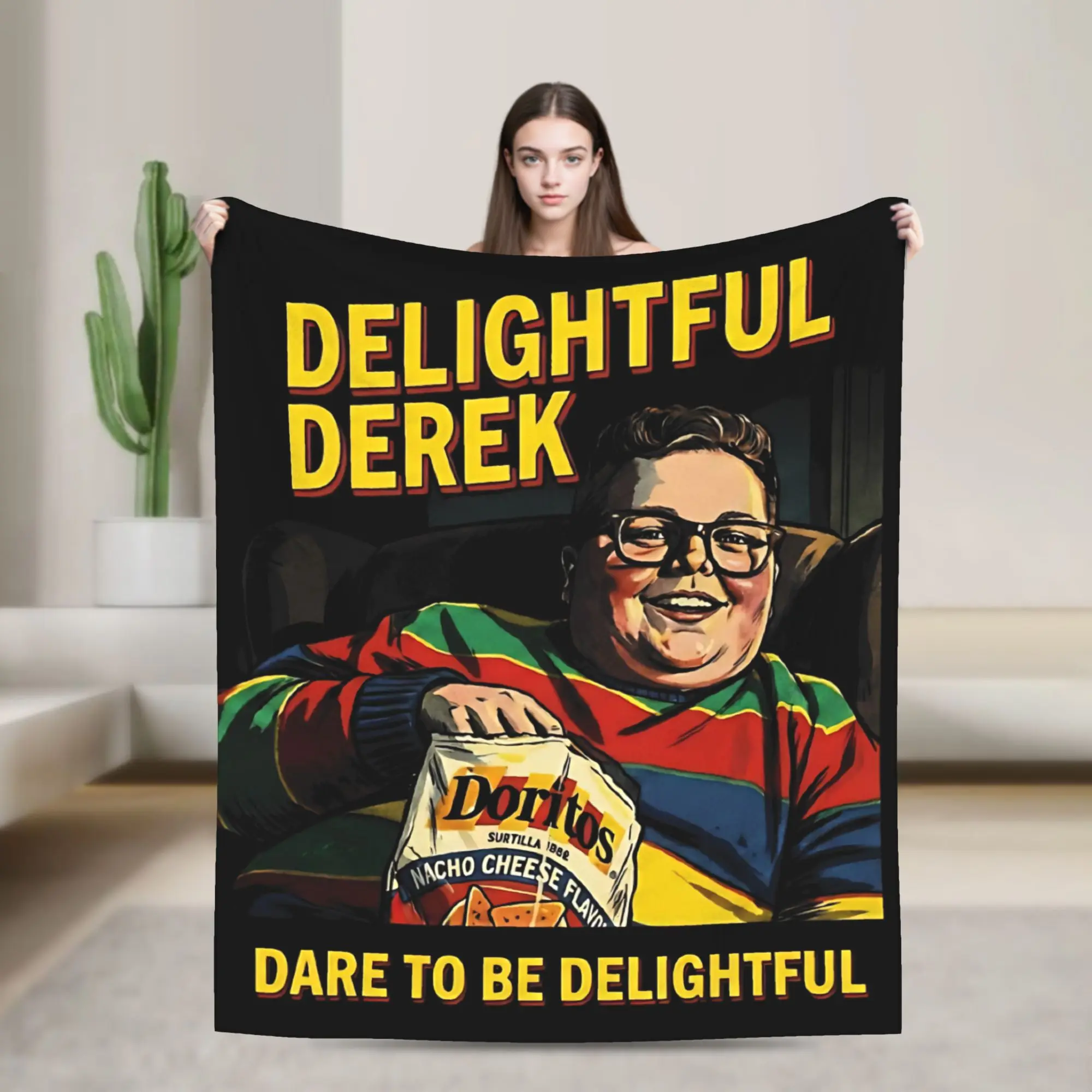 Funny Retro Snack Lover - Dare To Be Delightful Derek Coral Fleece Plush Throw Blanket  Blanket for Bed Office Soft Bedspread,