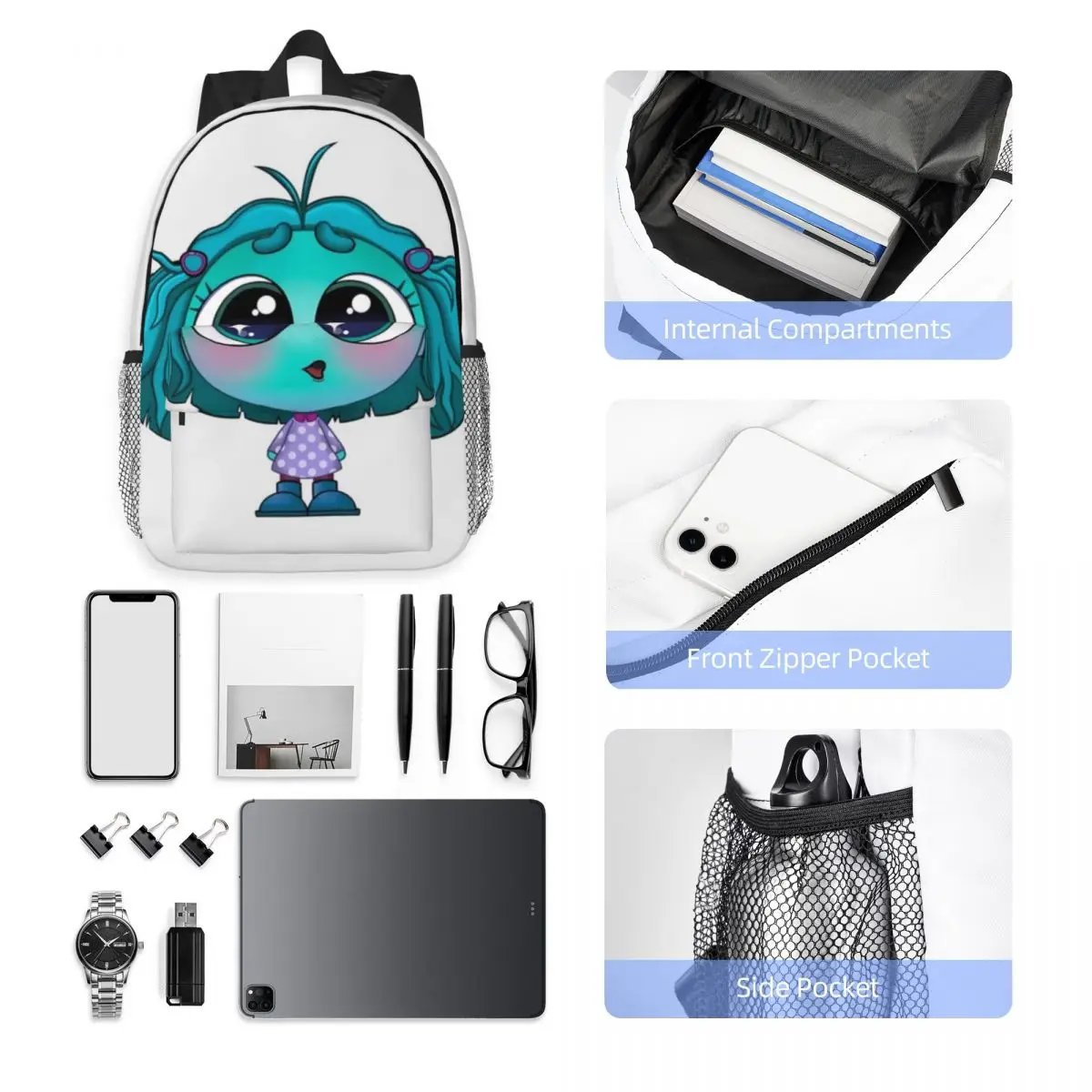Inside Out Compact 15-Inch Backpack - Stylish Lightweight Bag Perfect for Students and Commuters