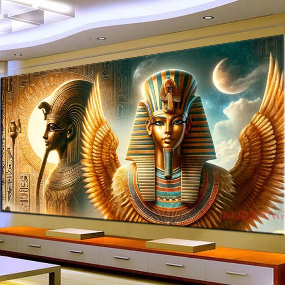 Diamond Painting New 2025 Jewelry Cross Stitch Egyptian Pharaoh Man Wings DIY 5D Embroidery Diamond Mosaic Large Home Decor