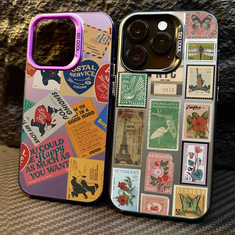 Stylish Stamp Patchwork Phone Case For Samsung A16 5g Case S25 Ultra A32 A52 A34 A53 A54 A14 A15 A35 A55 S23 S22 S21 S24FE Cover