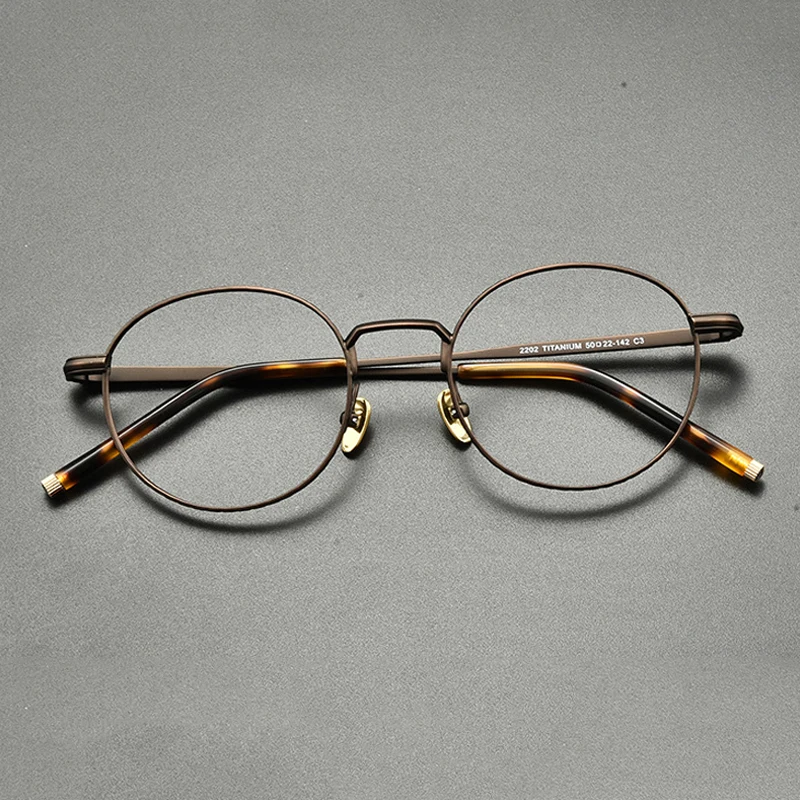 Vintage Pure Titanium Round Eyeglasses Frame Men Optical Myopia Prescription Glasses Frame Women Retro Luxury Brand Eyewear